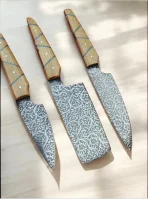 Elegant Damascus-Style Knife Set – 3 PCS