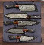 Handmade Damascus chef Set of 5 PCS , Damascus chef set , knife Chef set , handmade chef set , christmas gift , chef knife set