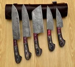 Handmade Damascus chef Set of 5 PCS , Damascus chef set , knife Chef set , handmade chef set , christmas gift , chef knife set