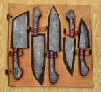 Handmade Damascus chef Set of 5 PCS , Damascus chef set , knife Chef set , handmade chef set , christmas gift , chef knife set - Image 2