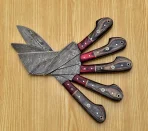 Handmade Damascus chef Set of 5 PCS , Damascus chef set , knife Chef set , handmade chef set , christmas gift , chef knife set - Image 4