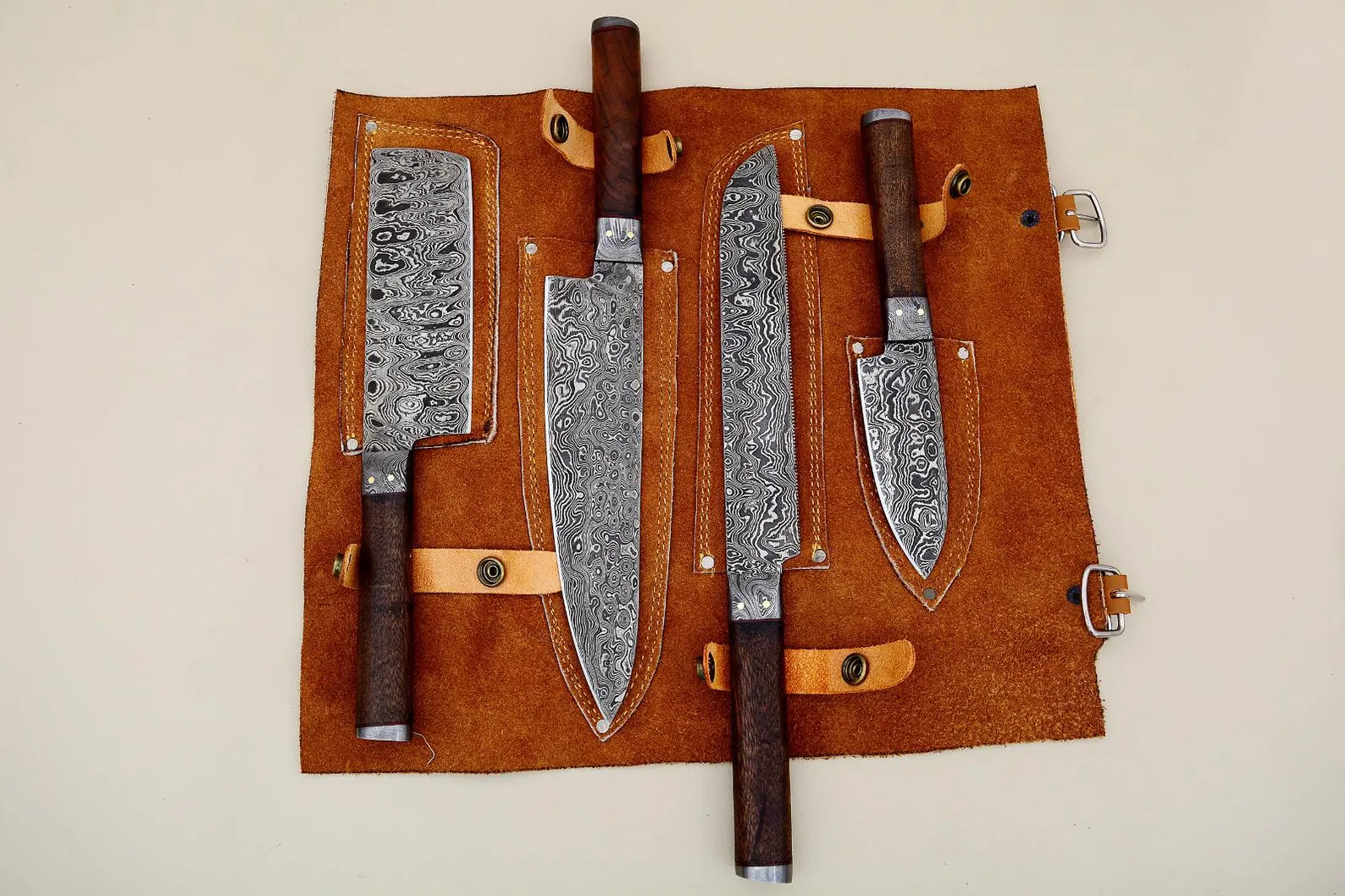 il_1588xN.7203300940_j4pk Handmade Damascus Steel Chef Knife Set: Japanese Style Kitchen Knives - Image 1