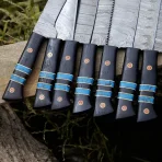 Handmade Damascus Steel Chef Knife Set: Wangi Wood Handle, 7 PCS Engraved gift - Image 7