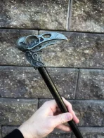 Raven Skull Cane, Hand Sculpted Walking Stick | Dark Victorian Gothic Cane | Fantasy Cosplay | Raven Crow Skull Cane, Gothic Accessory