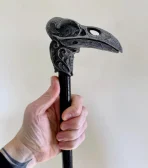 Raven Skull Cane, Hand Sculpted Walking Stick | Dark Victorian Gothic Cane | Fantasy Cosplay | Raven Crow Skull Cane, Gothic Accessory - Image 6