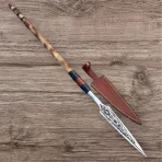 Hand Forged Viking Spear: Etched High Carbon Steel Blade, Ash Wood Handle, with Sheath