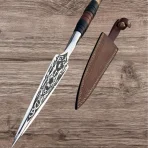 Hand Forged Viking Spear: Etched High Carbon Steel Blade, Ash Wood Handle, with Sheath - Image 4