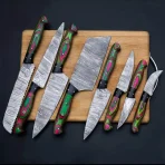 Custom Handmade 8 Pcs Luxury Damascus Chef Set, Chef Set, Handmade Damascus Chef Set, Personalized Gift For Mother, Mothers day gift