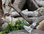 Hand Forged High-Carbon Steel Viking Battle Axe - Engraved Wood Handle, Custom Norse Axe, Gift for Boyfriend, Thanksgiving Gift for Husband - Image 4