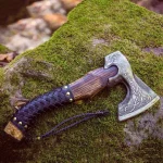 Viking Bearded Camping Axe, Hand Forged Carbon Steel Hatchet with Ash Wood Handle, Ideal Camping Gift for Him or Best man Ideal Gift for Him - Image 2