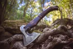 Viking Bearded Camping Axe, Hand Forged Carbon Steel Hatchet with Ash Wood Handle, Ideal Camping Gift for Him or Best man Ideal Gift for Him - Image 4