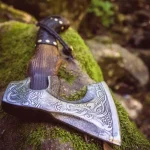 Viking Bearded Camping Axe, Hand Forged Carbon Steel Hatchet with Ash Wood Handle, Ideal Camping Gift for Him or Best man Ideal Gift for Him - Image 3